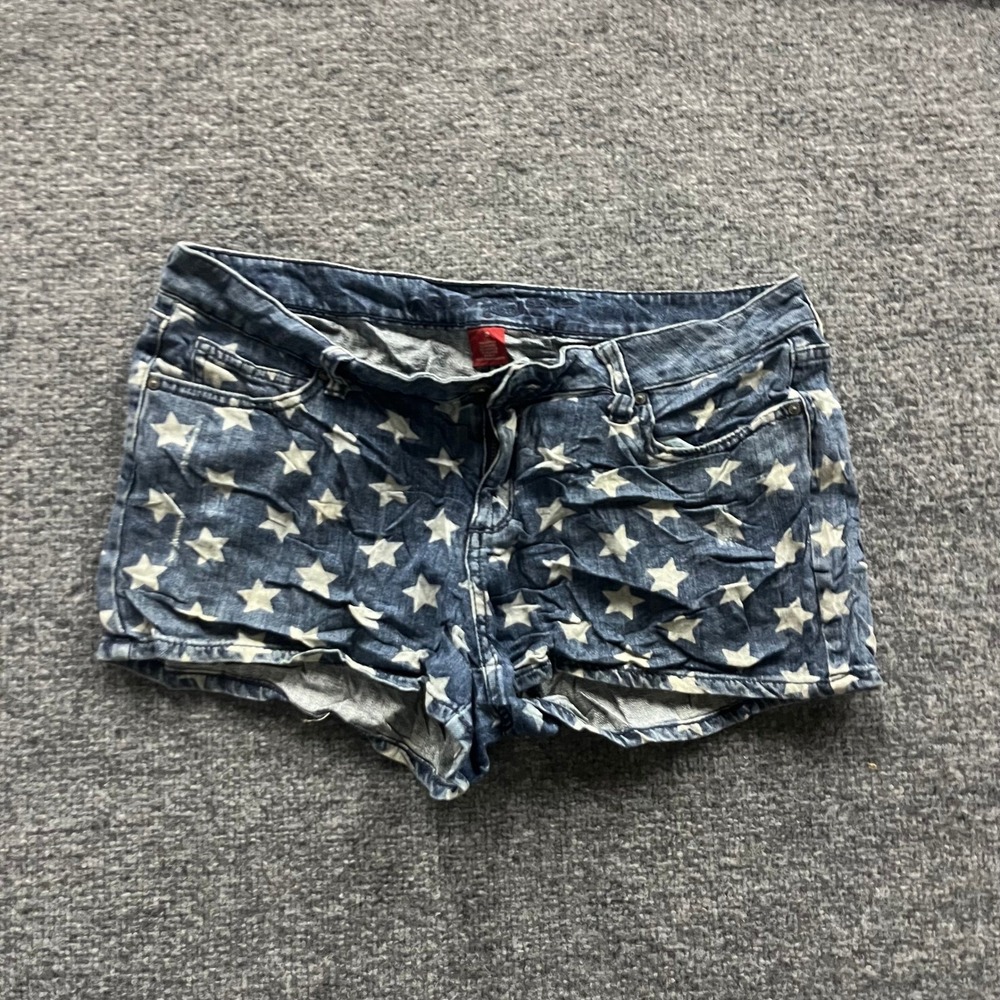 Arizona Denim Shorts Womens Size 11 Blue Star Print Low Rise Casual Stretch